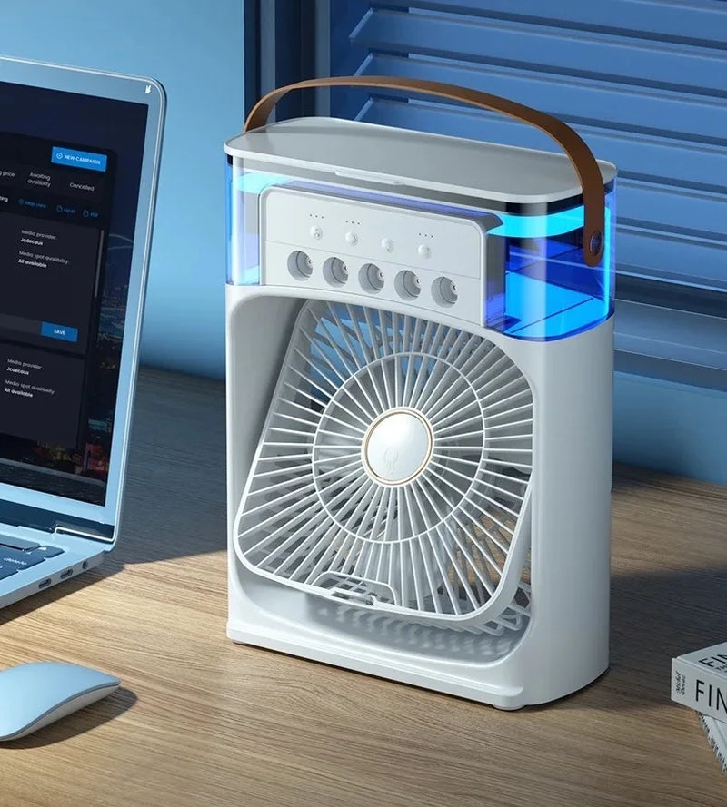 Portable Fan Air Conditioners USB Electric Fan Air Cooler LED Night Light Water Mist Fun 3 in 1 Air Humidifier for Home